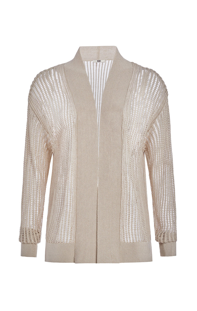 Ripples - Linen-Blend, Open-Front Cardigan - Product Image
