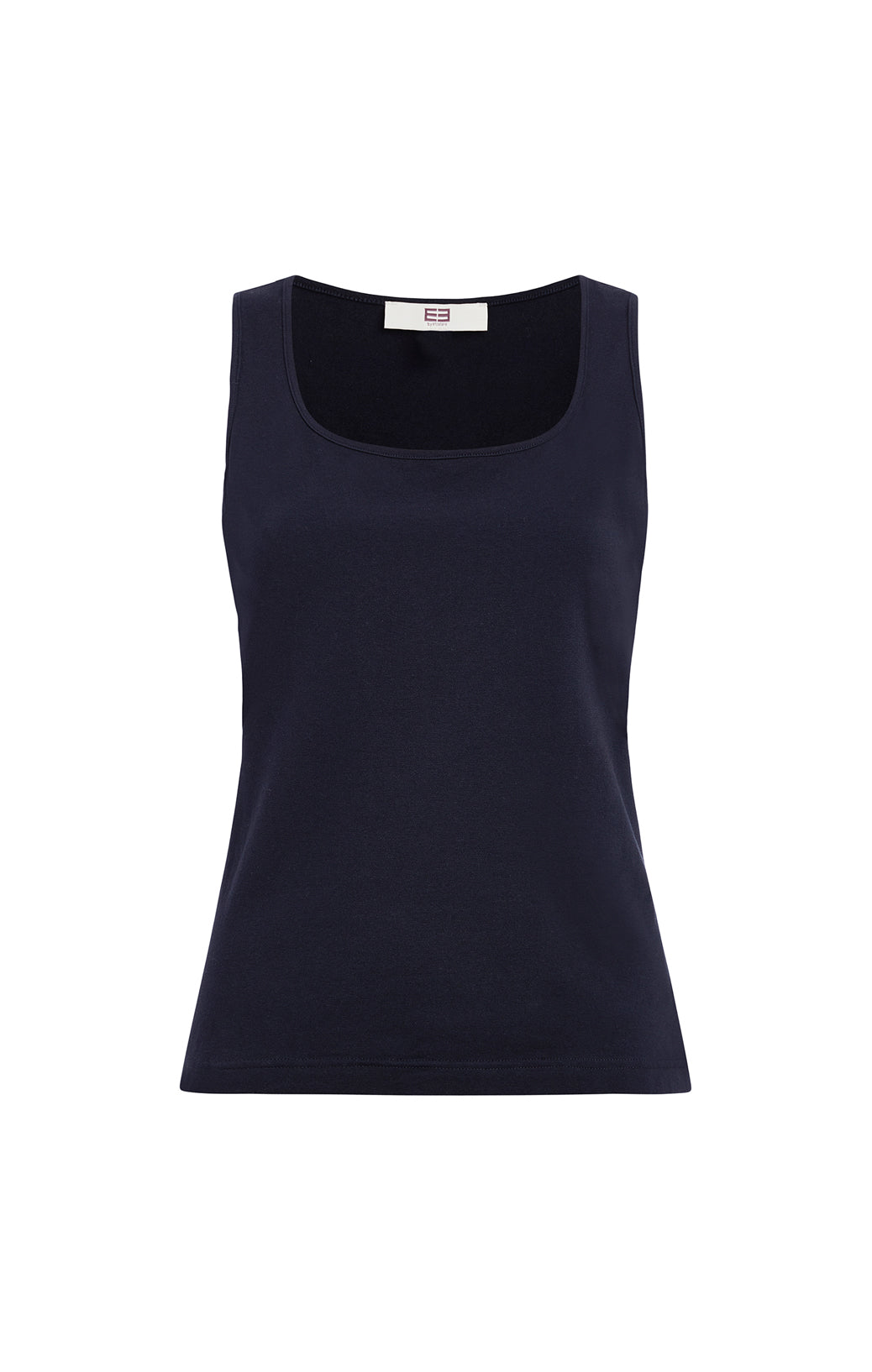 Laguna-Blk - Stretch Jersey Tank Top With Portrait Neck - Product Image