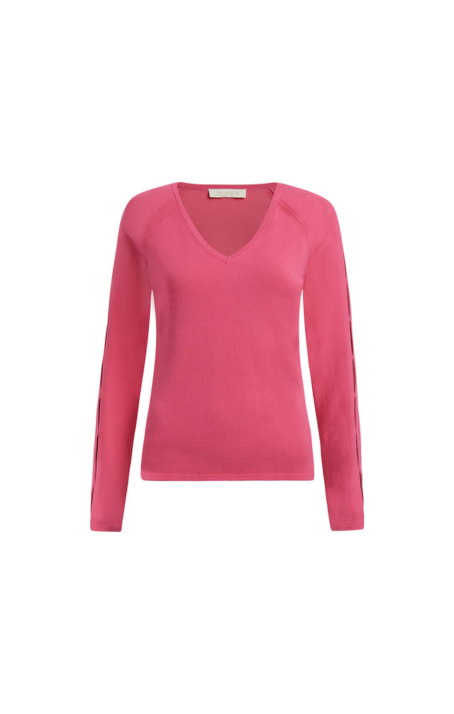 Dianthus Pink Pullover Keyhole Sweater
