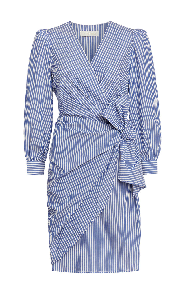 Oracle - Striped Wrap Shirt Dress With Self Tie - Product Image