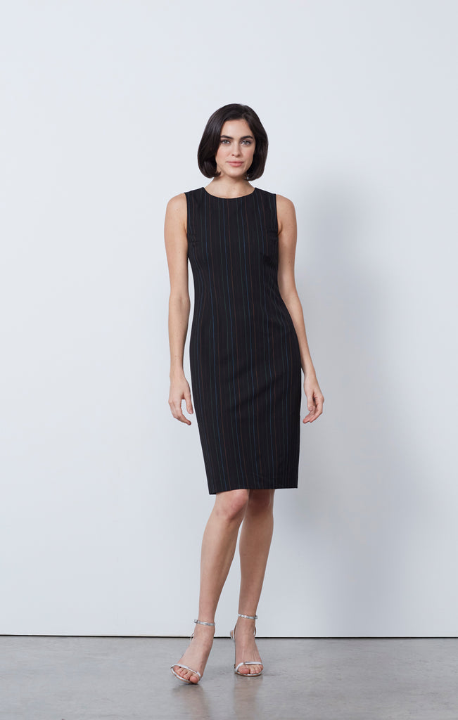 Buy Conversation Black Dress With Colorful Pinstripes online Etcetera