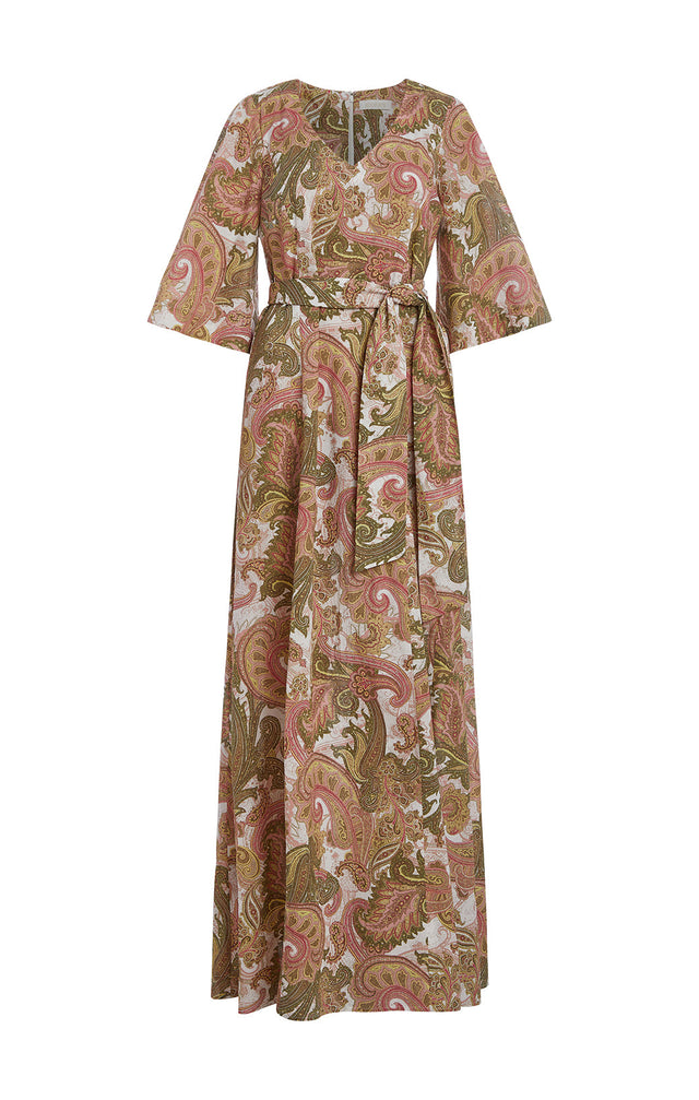 Souk - Moroccan Paisley Print Dress In French Voile - Product Image