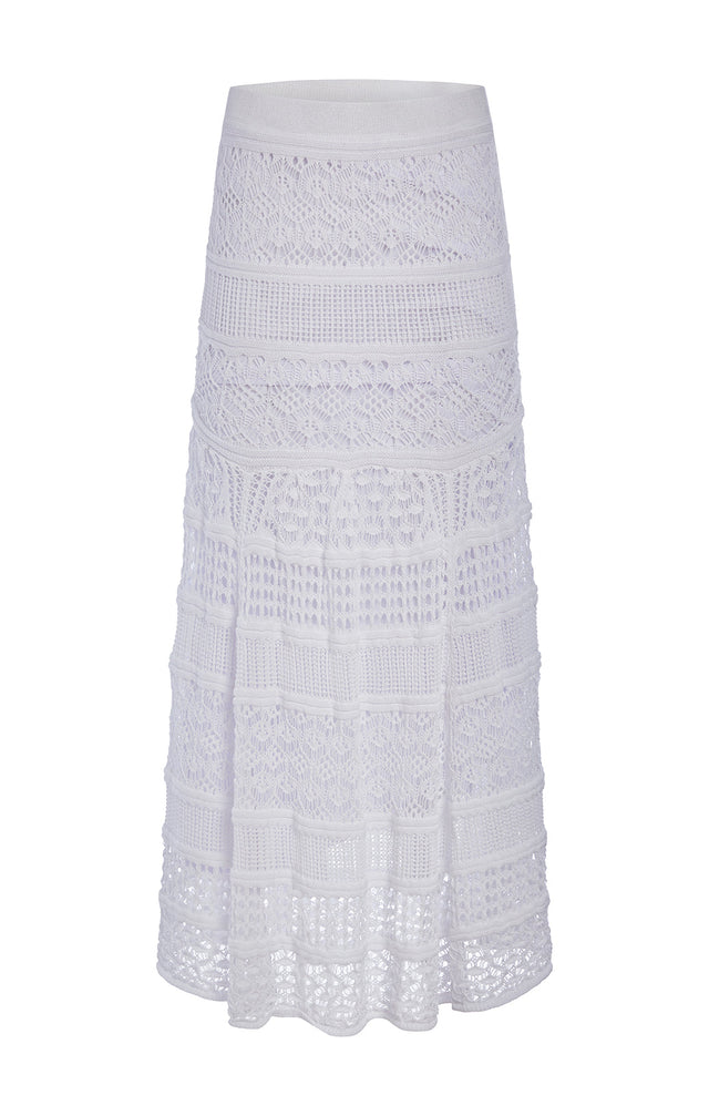 Tracery - Lace-Look Pull-On Knit Maxi Skirt - Product Image