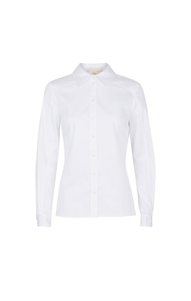 Nora - White Sateen Shirt - Product Image