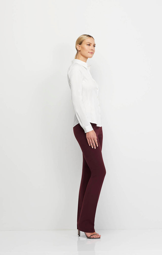 Glowing - Darted White Sateen Blouse - On Model Image