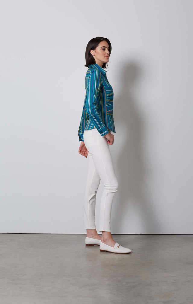 ALIGNED-STRIPED BLOUSE WITH PLEATED BUSTIER-2-tp-2261-ON MODEL