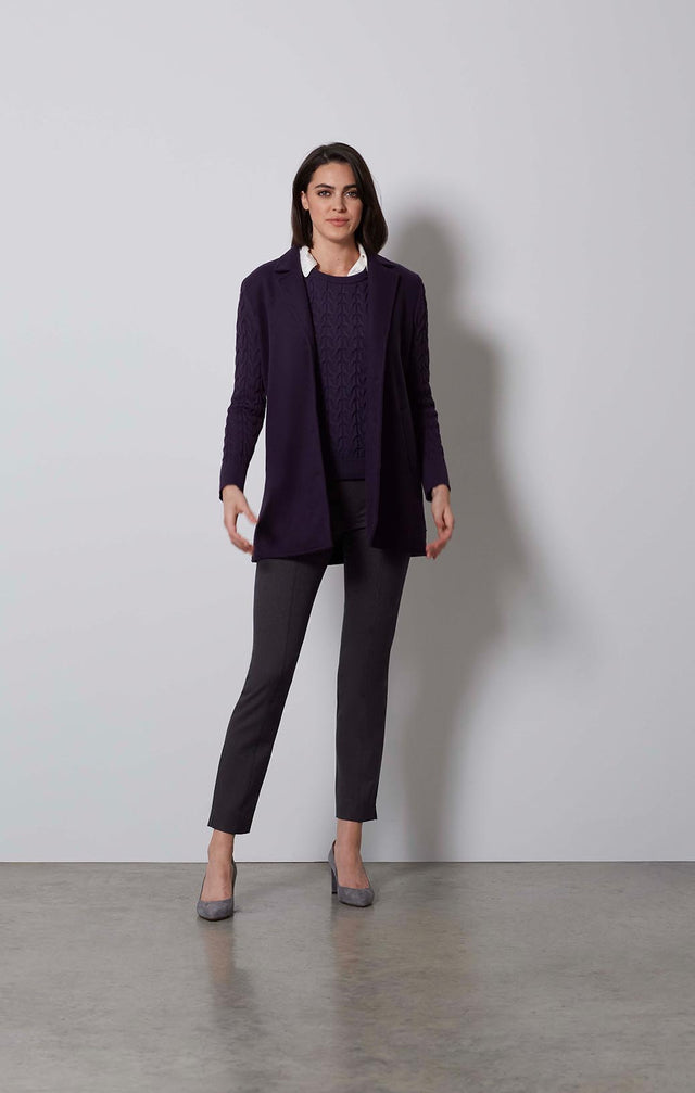 AUTUMN ROYAL-WOOL COAT WITH CABLE TRIM-2-jk-1856-ON MODEL