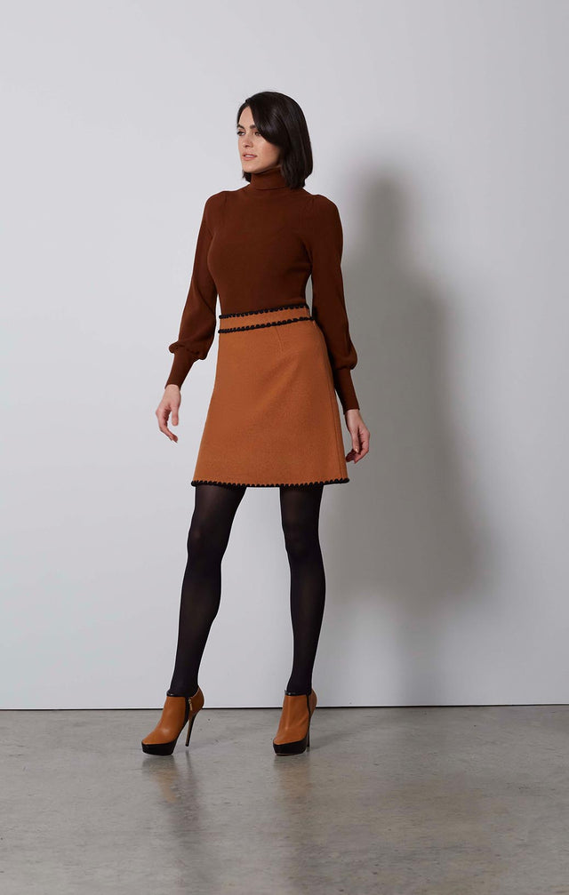 CAPPUCCINO-MERINO KNIT SKIRT-2-sk-2211-ON MODEL