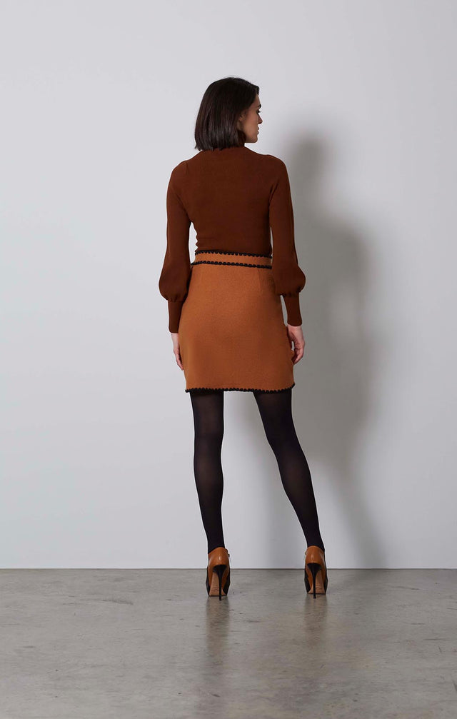 CAPPUCCINO-MERINO KNIT SKIRT-2-sk-2211-ON MODEL