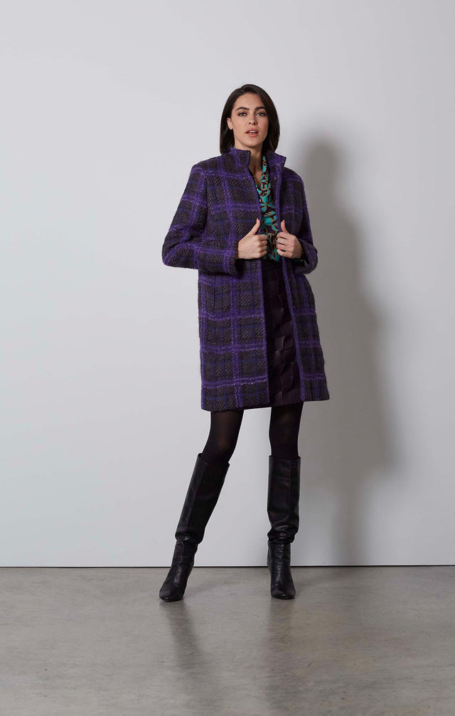 CHARMED-METALLIC PLAID TWEED COAT-2-ow-1857-ON MODEL