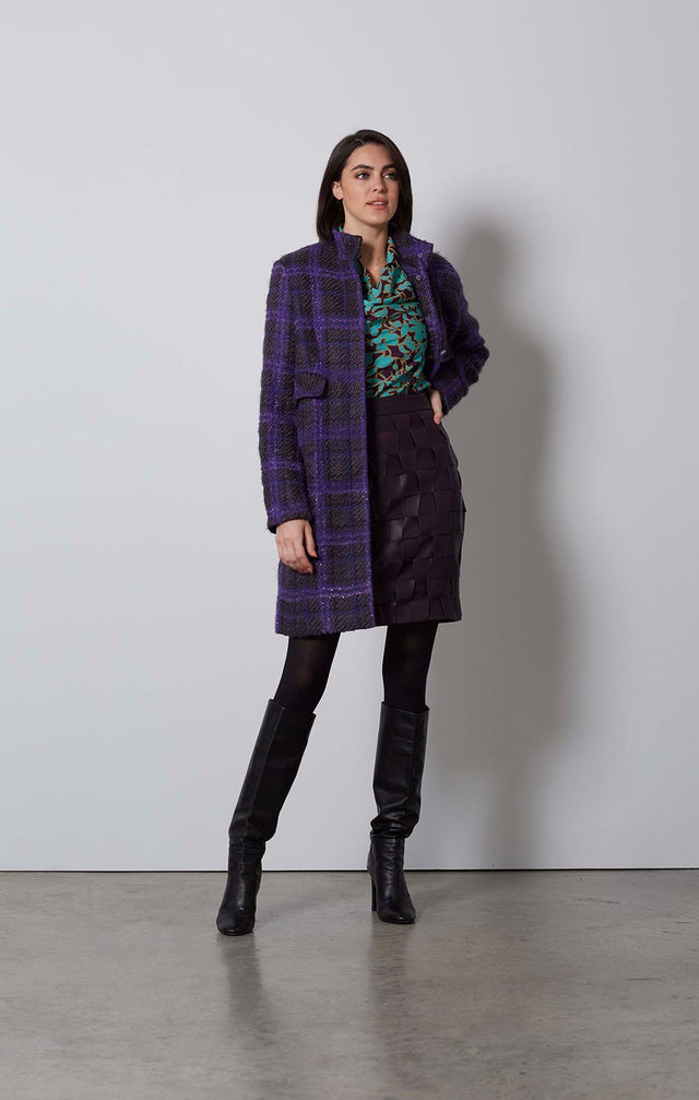 CHARMED-METALLIC PLAID TWEED COAT-2-ow-1857-ON MODEL