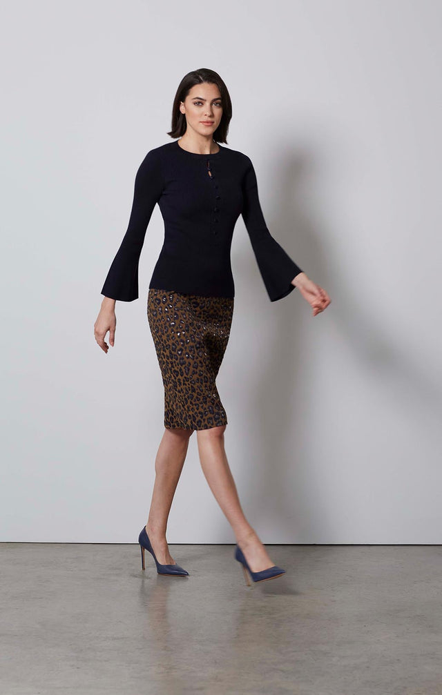 CURVACEOUS-RIBBED NAVY CARDIGAN SWEATER-4-kn-2110-ON MODEL