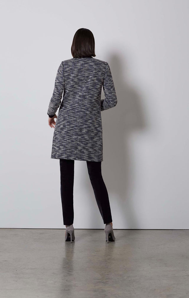 GRIDDED-SNAP-FRONT STRETCH TWEED JACKET/DRESS-4-jk-2123-ON MODEL