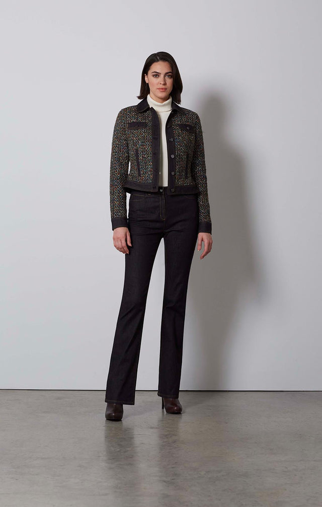 INTERSECTION-DENIM-TRIMMED TWEED JEAN JACKET-4-jk-2105-ON MODEL