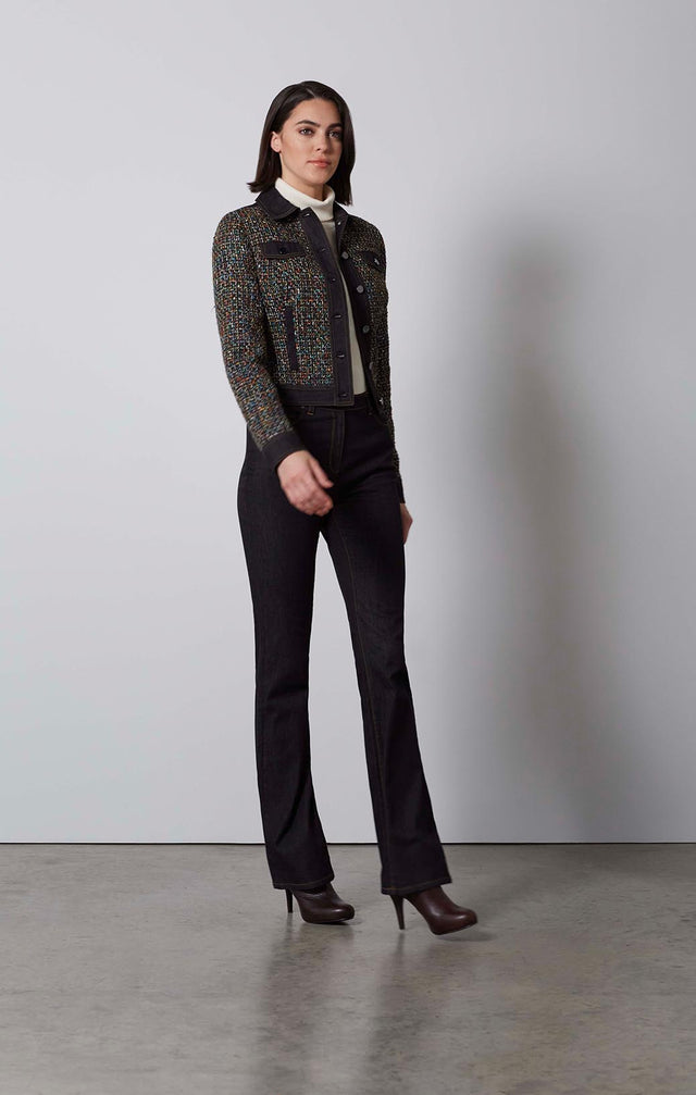 INTERSECTION-DENIM-TRIMMED TWEED JEAN JACKET-4-jk-2105-ON MODEL