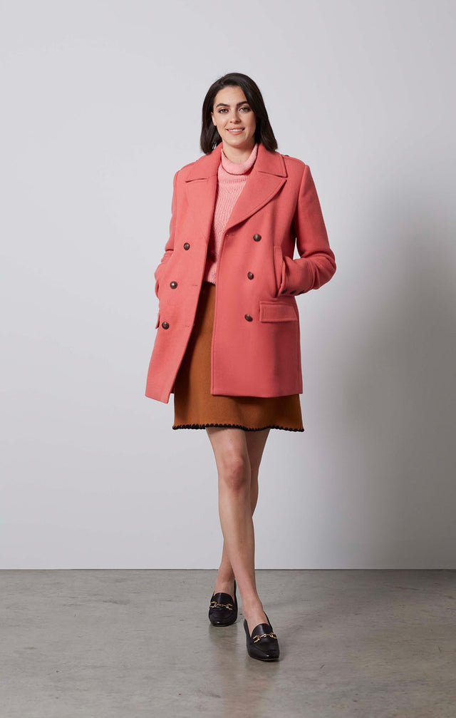 LADY M-PINK WOOL PEACOAT-2-ow-1830-ON MODEL