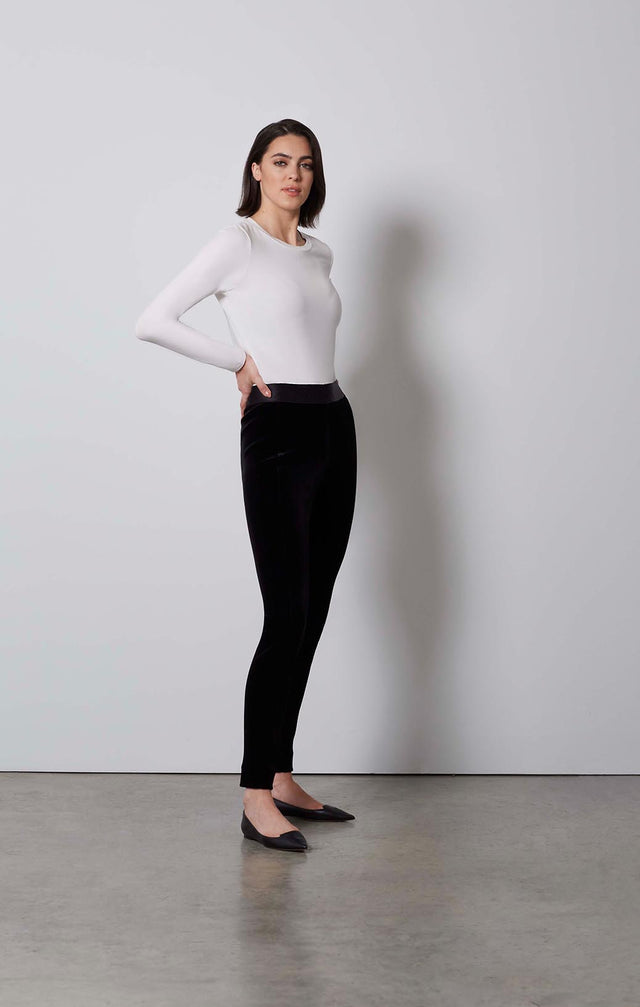 LAVISH-STRETCH-VELVET LEGGINGS-2-pt-2179-ON MODEL