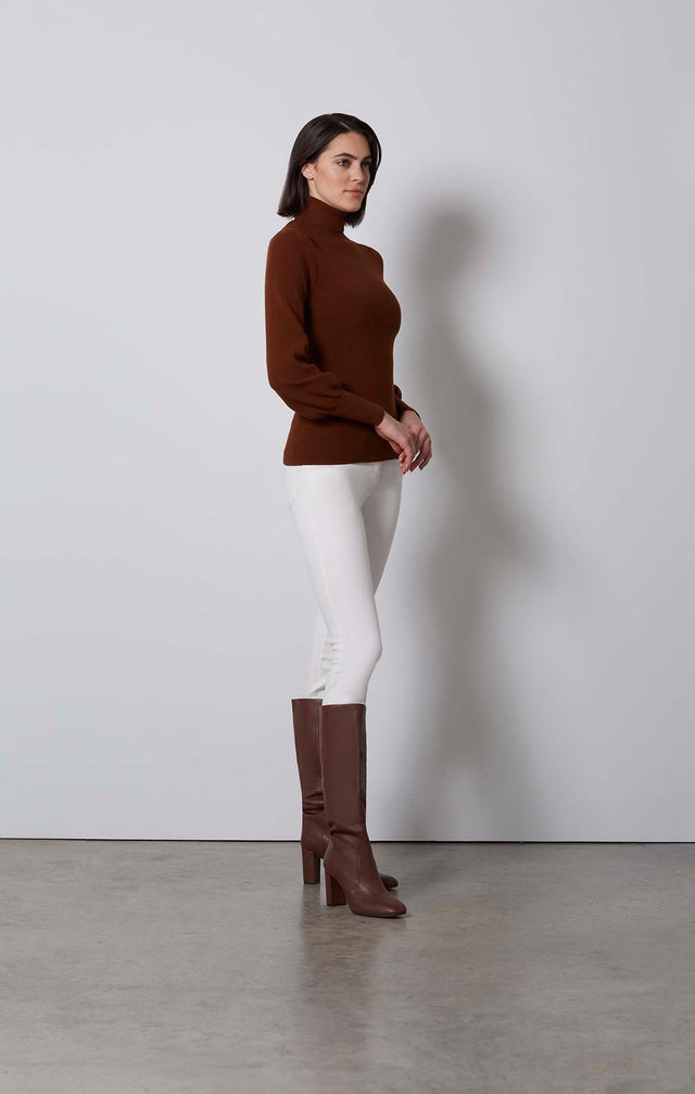 MARQUISE-BRN-BLOUSON KNIT TURTLENECK-4-kn-2244-ON MODEL