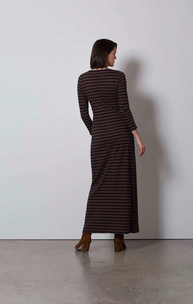 PARALLEL-STRIPED KNIT MAXI DRESS-4-dr-2126-ON MODEL