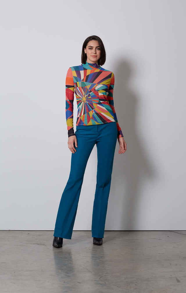 POLYCHROME-GEOMETRIC PRINT TEE-4-tp-2109-ON MODEL