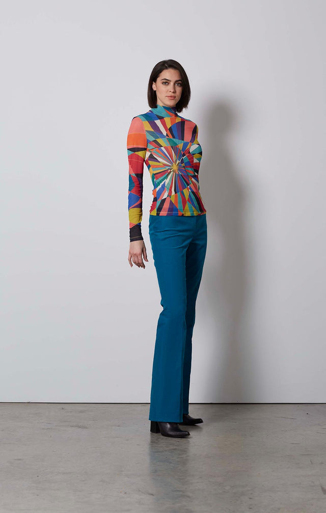 POLYCHROME-GEOMETRIC PRINT TEE-4-tp-2109-ON MODEL