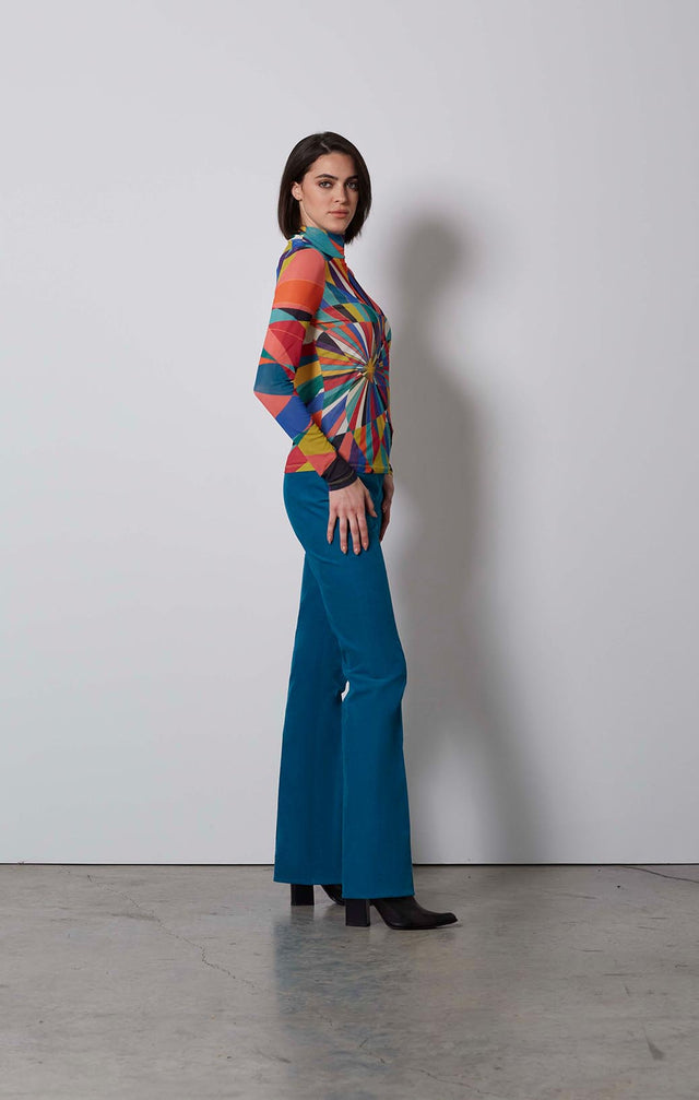 POLYCHROME-GEOMETRIC PRINT TEE-4-tp-2109-ON MODEL