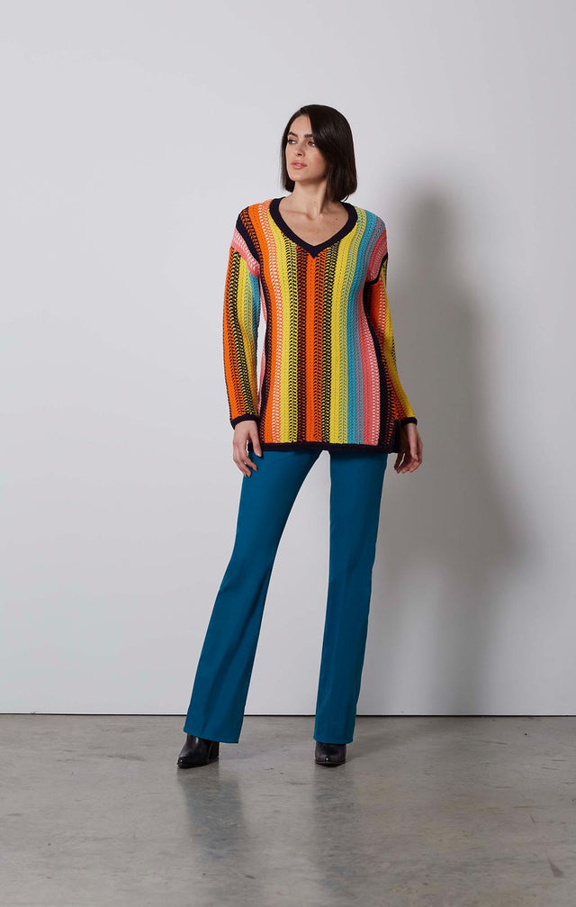 STACCATO-SPECTRAL STRIPE SWEATER-4-kn-2131-ON MODEL