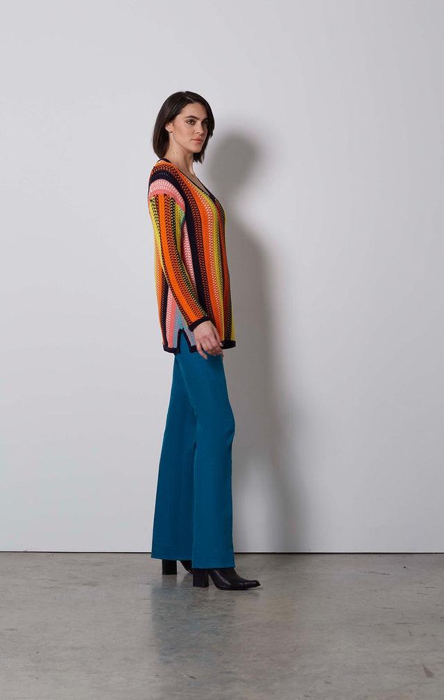 STACCATO-SPECTRAL STRIPE SWEATER-4-kn-2131-ON MODEL