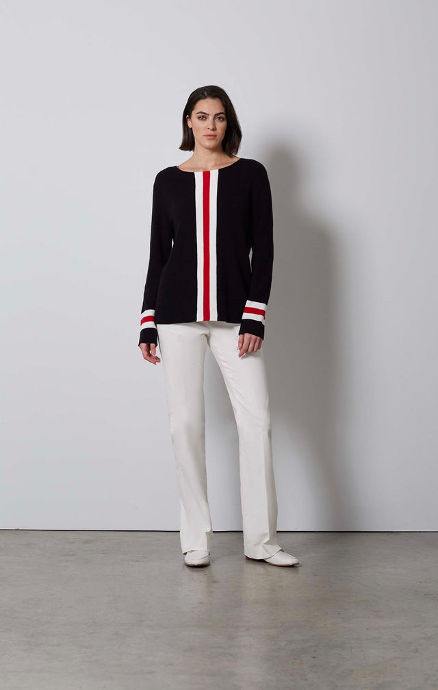 TOBOGGAN-CASHMERE-SOFTENED STRIPED SWEATER-2-kn-2241-ON MODEL