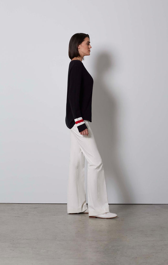 TOBOGGAN-CASHMERE-SOFTENED STRIPED SWEATER-2-kn-2241-ON MODEL