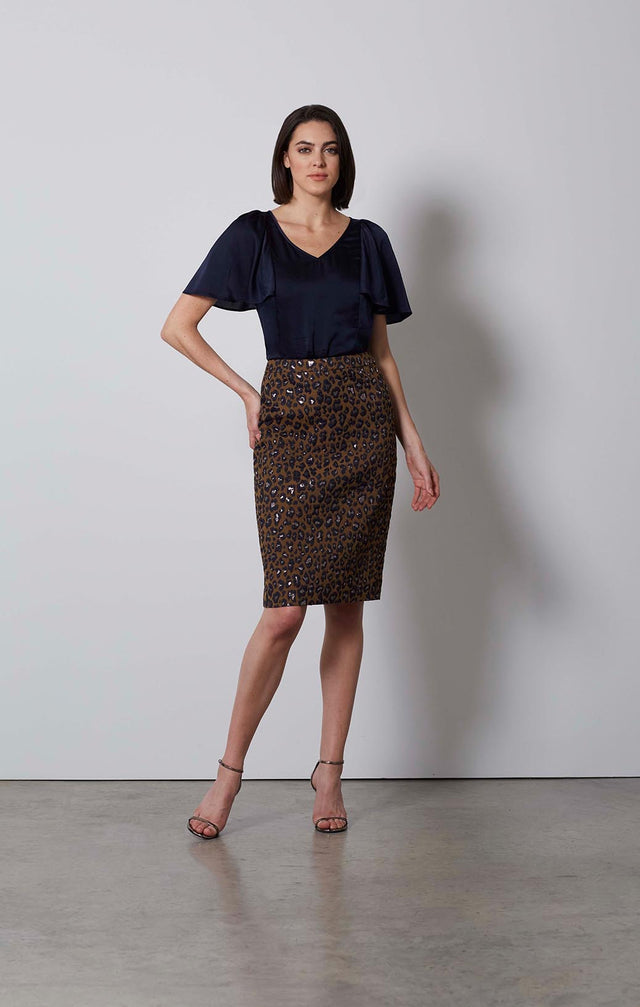 VARIABLE-METALLIC LEOPARD-LOOK SKIRT-4-sk-2168-ON MODEL