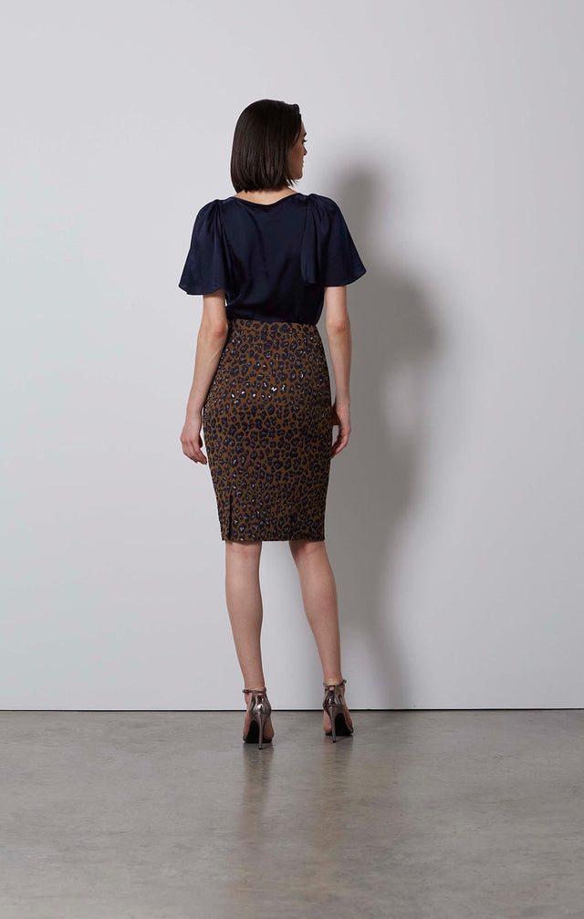VARIABLE-METALLIC LEOPARD-LOOK SKIRT-4-sk-2168-ON MODEL