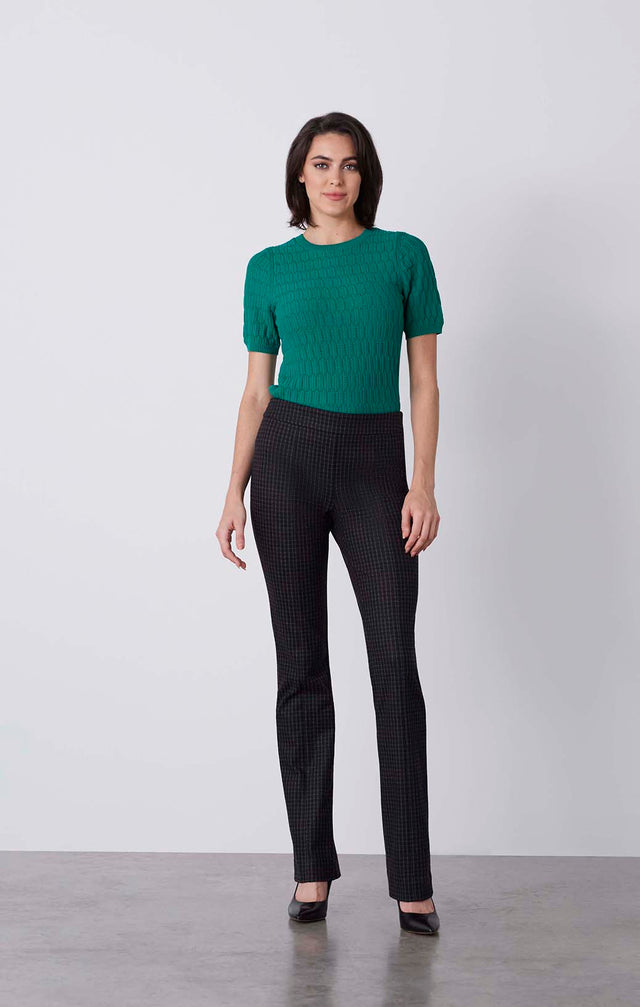 Affinity - Pull-On Check Ponte Pants - On Model