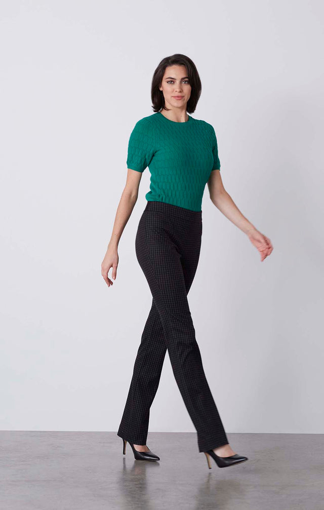 Affinity - Pull-On Check Ponte Pants - On Model