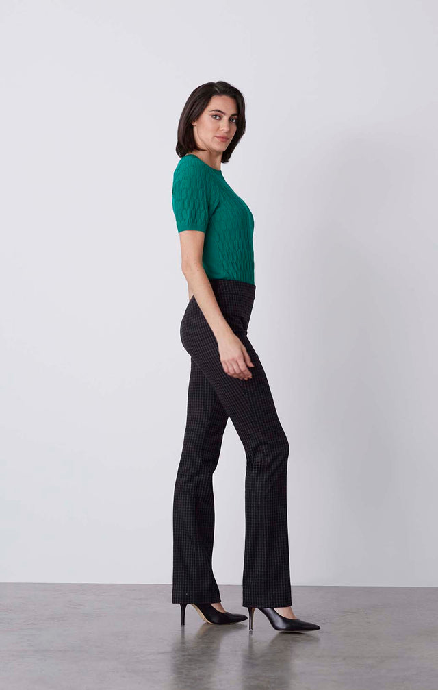Affinity - Pull-On Check Ponte Pants - On Model