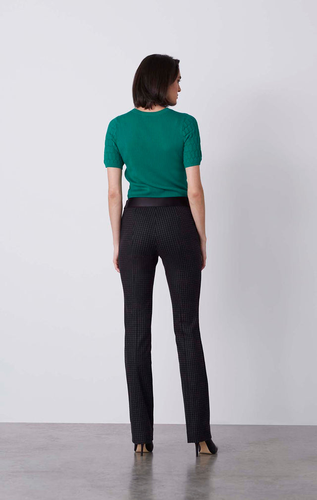 Affinity - Pull-On Check Ponte Pants - On Model