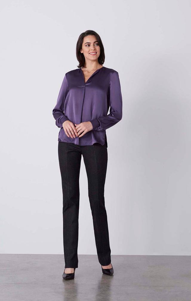 Sorbet - Stretch Silk Satin Blouse - On Model