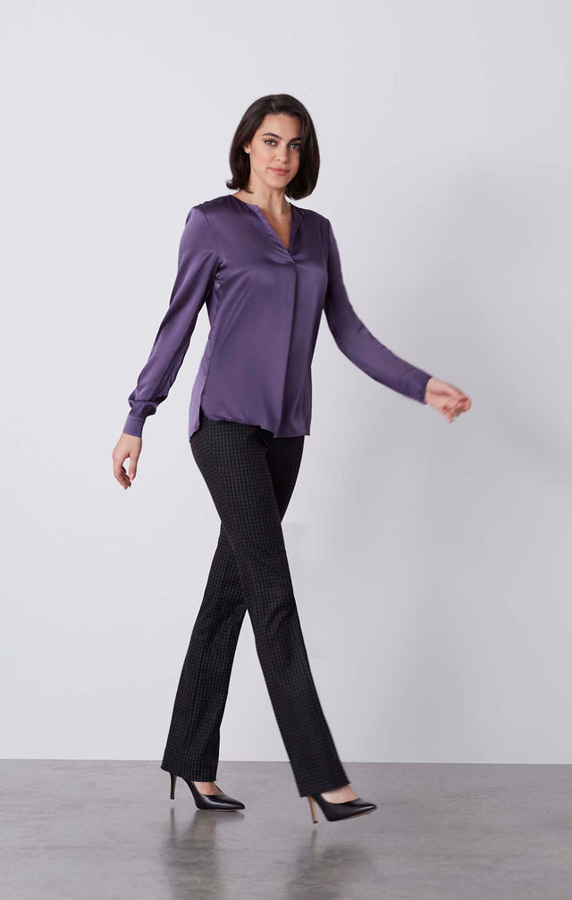 Sorbet - Stretch Silk Satin Blouse - On Model