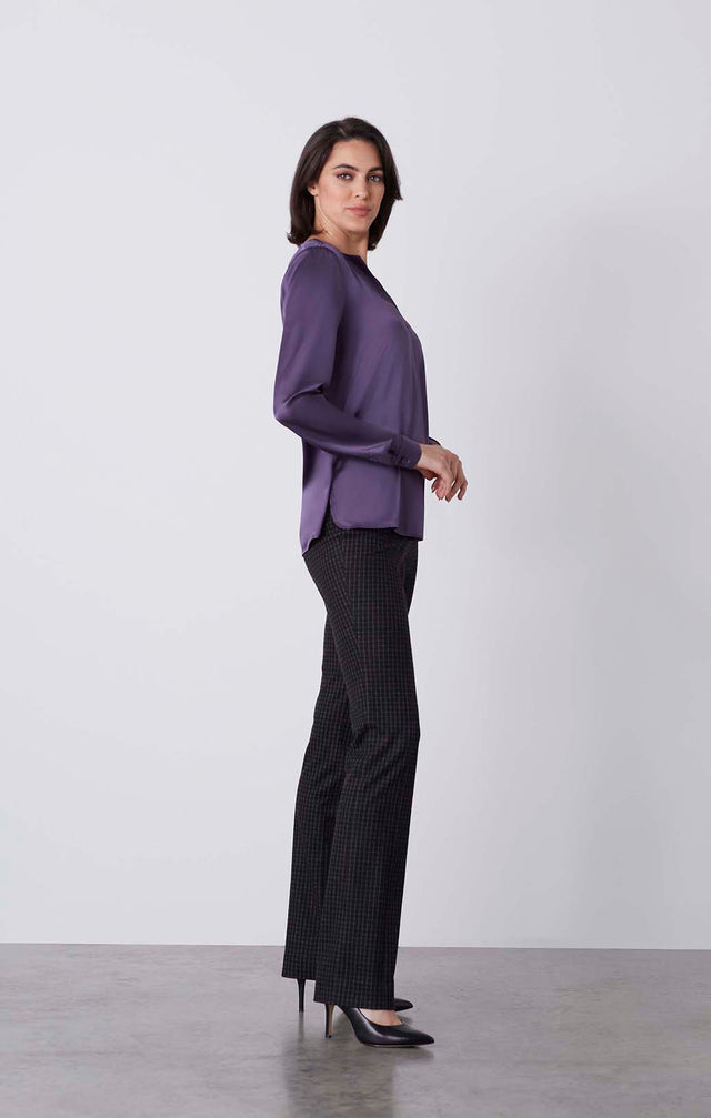 Sorbet - Stretch Silk Satin Blouse - On Model