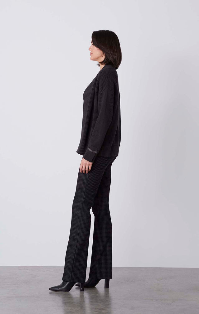 Gray Fox - Cashmere-Softened Beaded Cardi - On Model