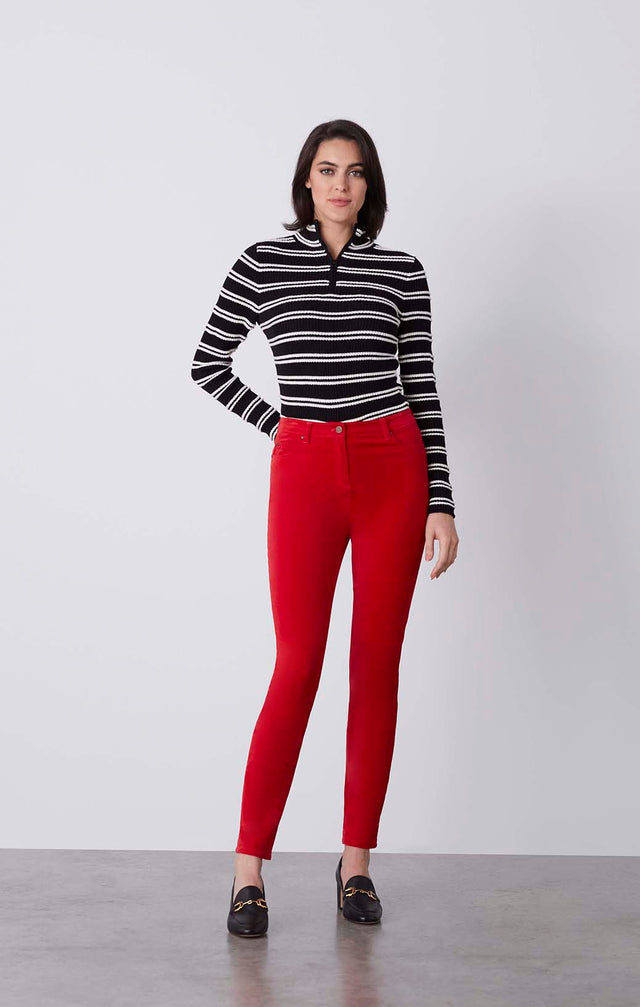 Flash - Red Stretch Velveteen Jeans - On Model