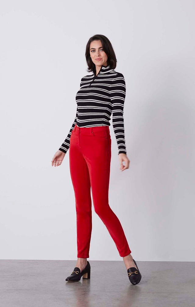 Flash - Red Stretch Velveteen Jeans - On Model