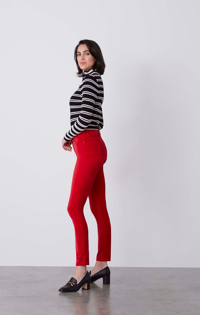 Flash - Red Stretch Velveteen Jeans - On Model