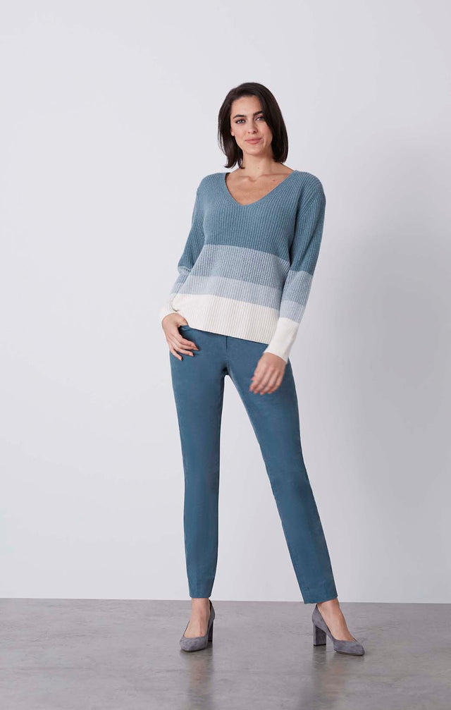 Troika - Colorblock V-Neck Sweater - On Model