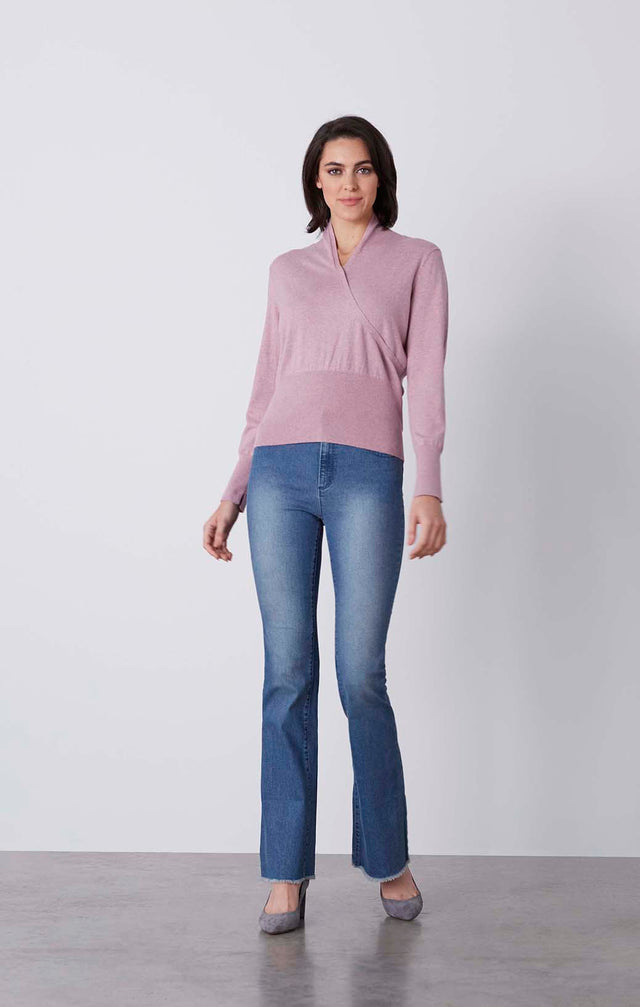Caladenia - Cashmere-Softened Wrap-Look Sweater - On Model