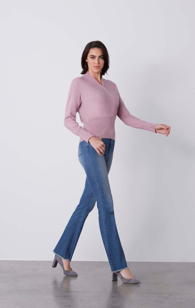 Caladenia - Cashmere-Softened Wrap-Look Sweater - On Model