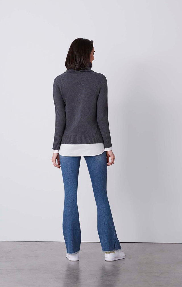 Eclipse - Cashmere-Softened Turtleneck With Shirt Trim - Product Image