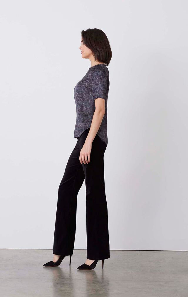 Snug - Navy Silk-Rich Print Blouse - On Model
