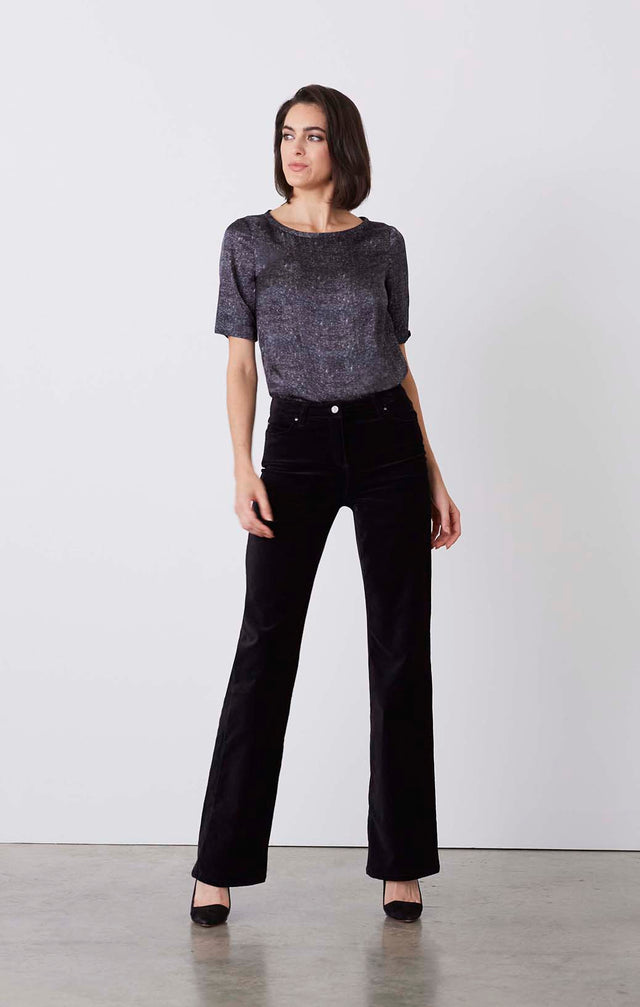 Licorice - Black Velveteen Jeans - On Model