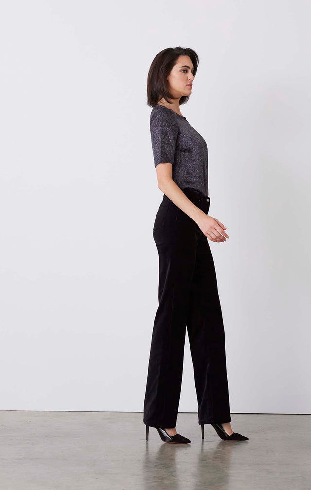 Licorice - Black Velveteen Jeans - On Model